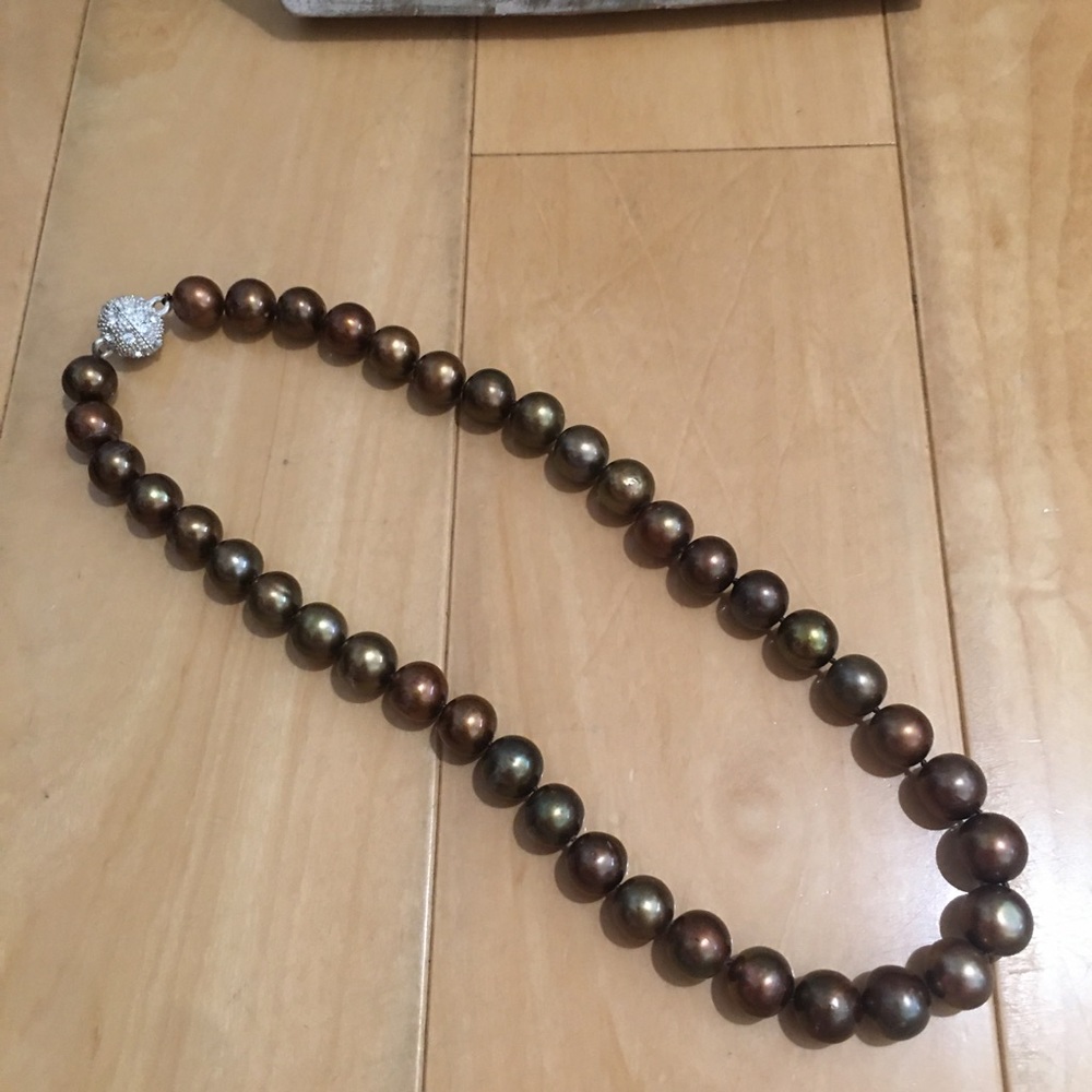 Copper colored cultured freshwater pearl necklace - Picture 2 of 6
